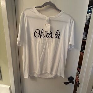H&M White 'Oh Là Là' Short Sleeve Tee